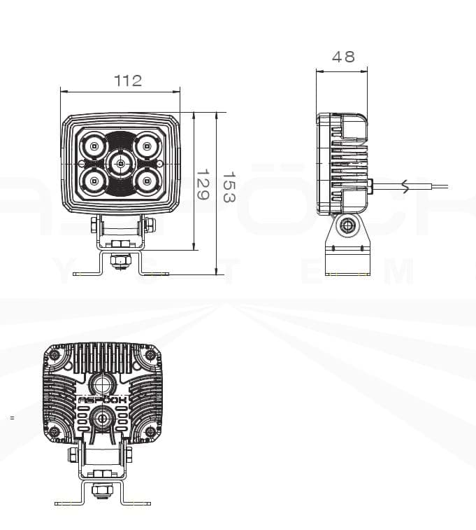 A PiERiNGER Rüchfahrscheinwerfer Workpoint LED 1500 12V 24V Kabel 38